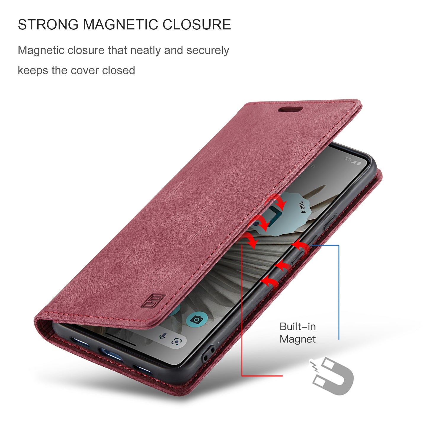 Luxury Retro Leather Google Pixel 7 Pro Case Magnetic Buckle RFID