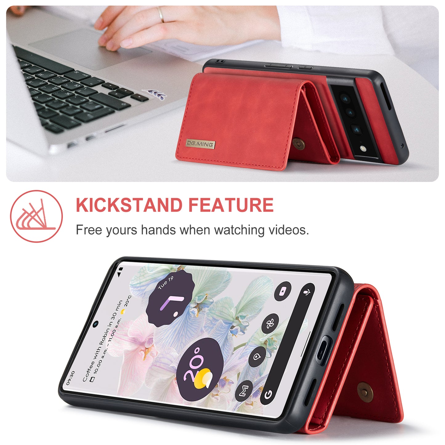 Retro Detachable Fold Wallet Google 7 Pro Case Magnetic Clip