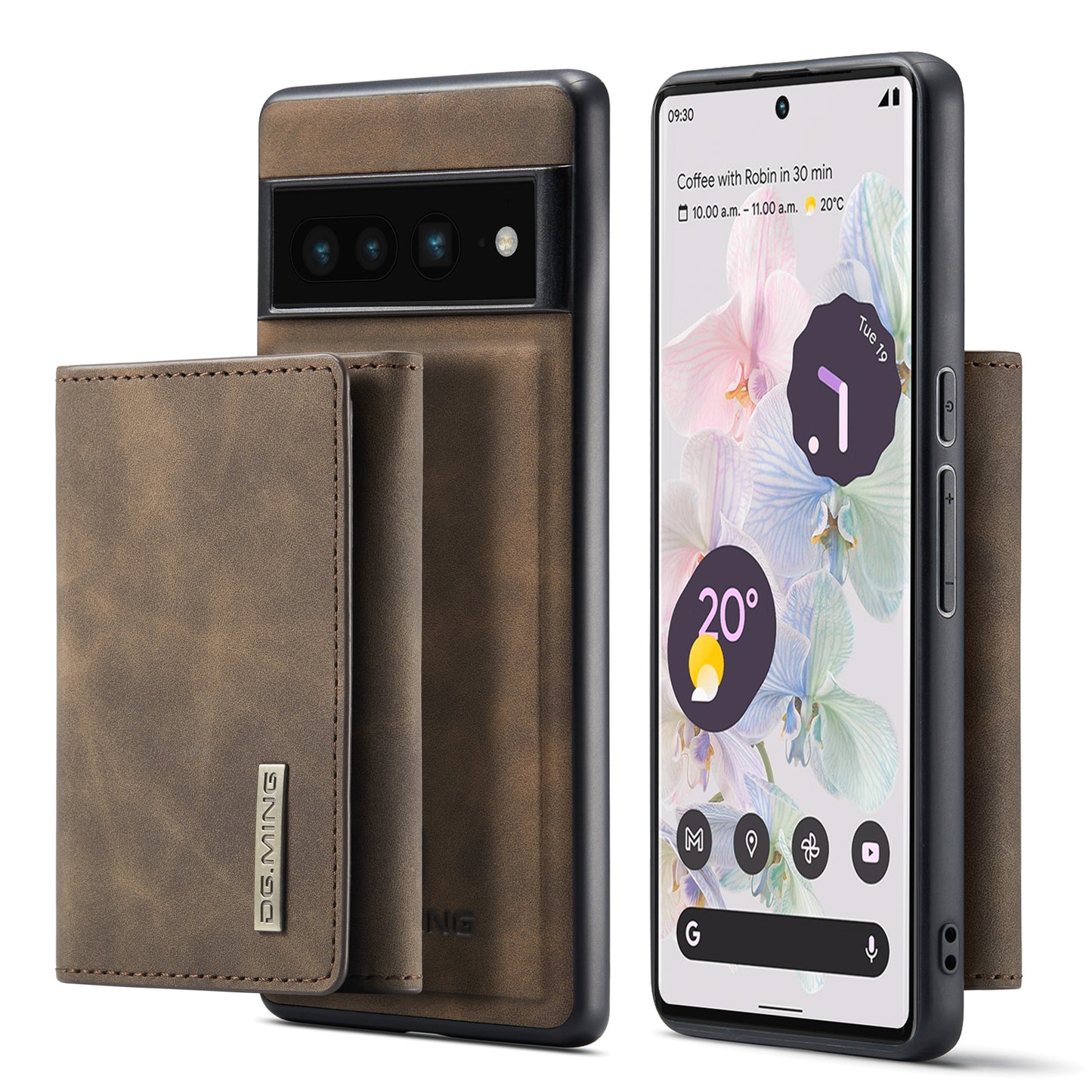 Retro Detachable Fold Wallet Google 7 Pro Case Magnetic Clip