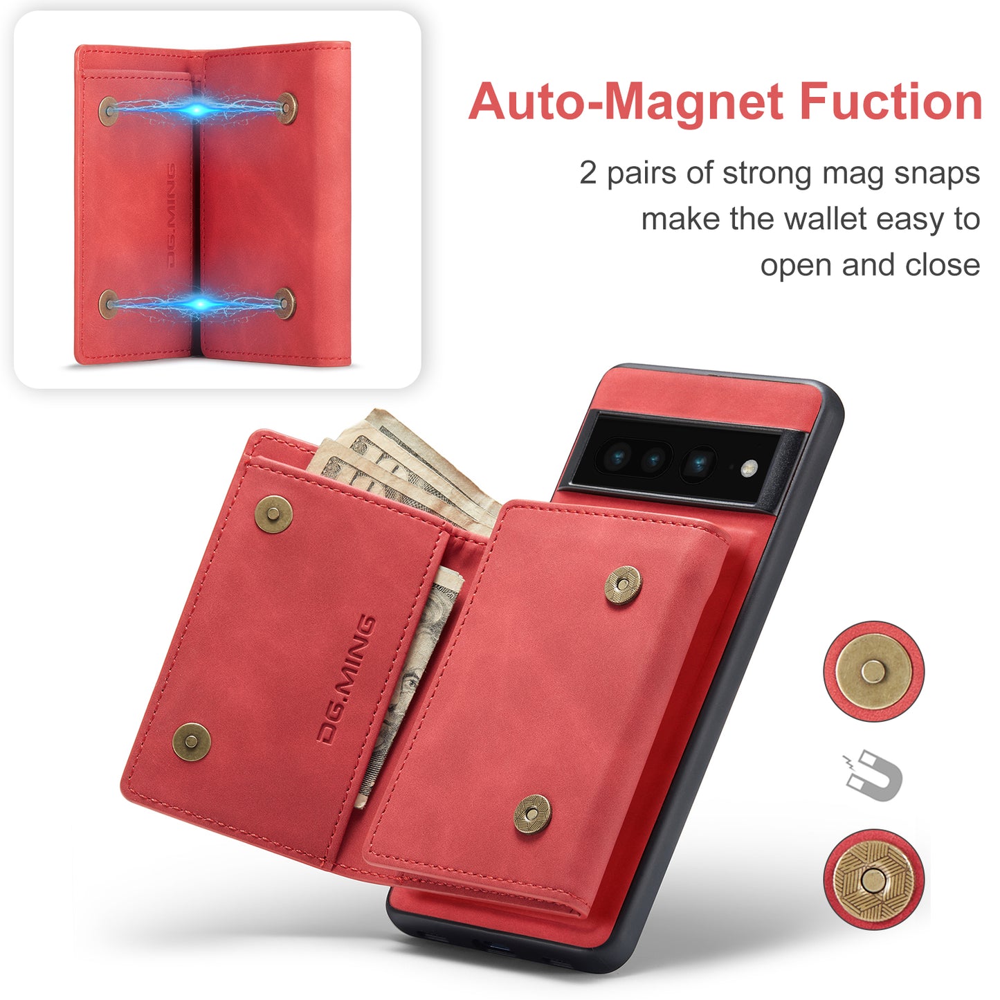 Retro Detachable Fold Wallet Google 7 Pro Case Magnetic Clip