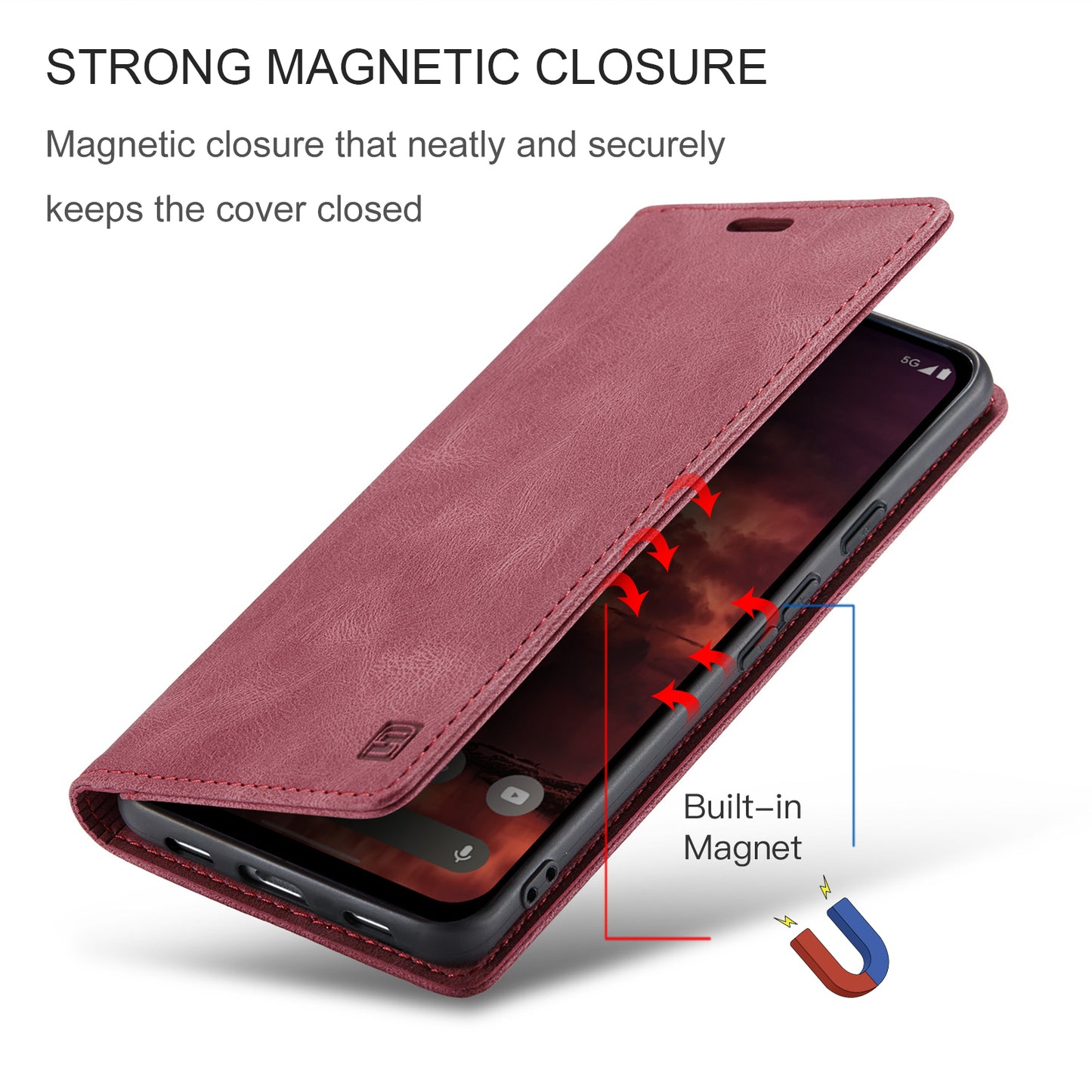 Luxury Retro Leather Google Pixel 8A Case Magnetic Buckle RFID