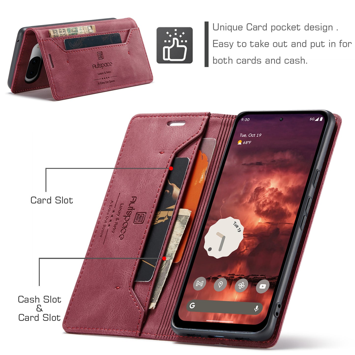 Luxury Retro Leather Google Pixel 8A Case Magnetic Buckle RFID