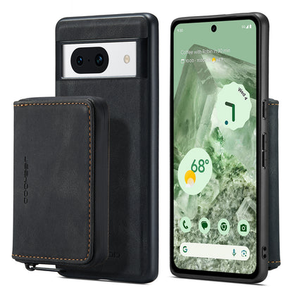 Magnetic Removable Zipper Wallet Google Pixel 8A Case Leather Back