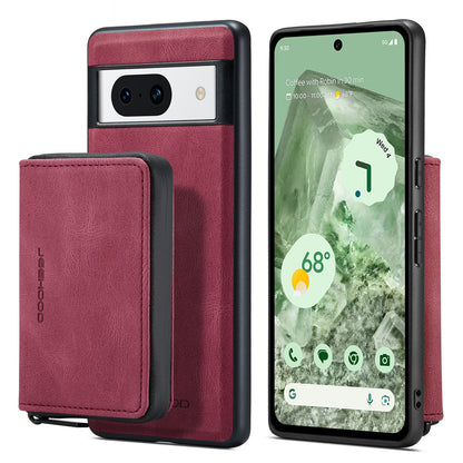 Magnetic Removable Zipper Wallet Google Pixel 8A Case Leather Back