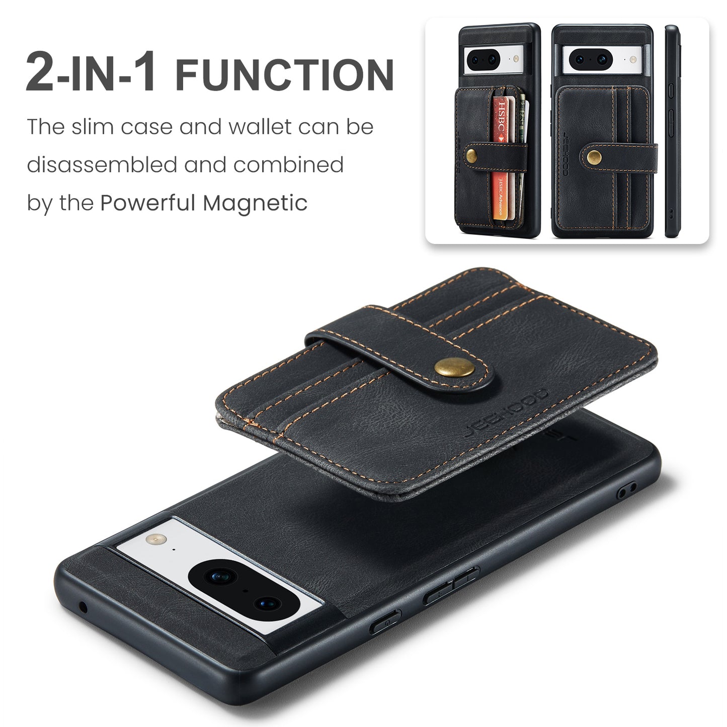 Powerful Magnetic Card Holder Google Pixel 8 Case Detachable