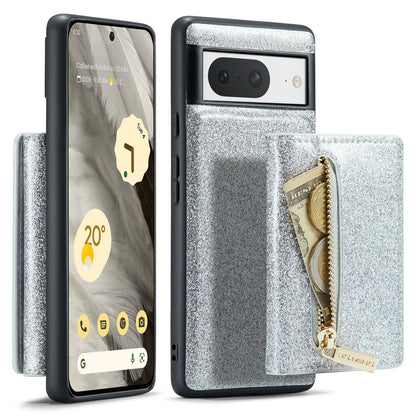 Glitter Leather 2-in-1 Wallet Zipper Google Pixel 8 Case Detachable