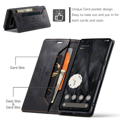 Luxury Retro Leather Google Pixel 8 Pro Case Magnetic Buckle RFID