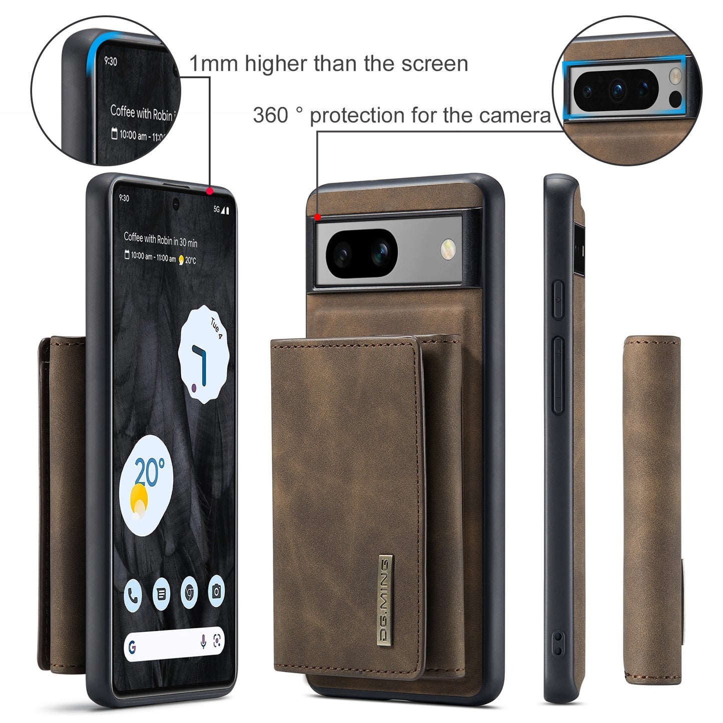 Retro Detachable Fold Wallet Google Pixel 9 Pro XL Case Magnetic Clip