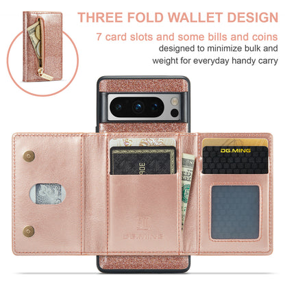 Glitter Leather 2-in-1 Wallet Zipper Google Pixel 8 Pro Case Detachable