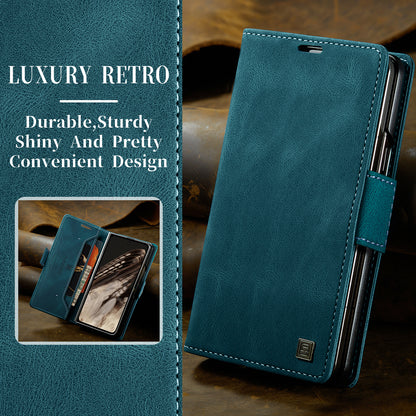 Luxury Retro Leather Google Pixel Fold Case Magnetic Buckle RFID