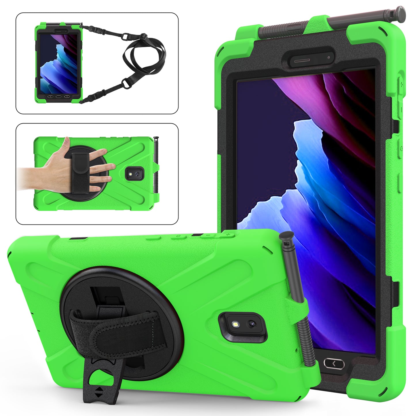 Pirate King Galaxy Tab Active3 Case 360 Rotating Stand Hand Shoulder