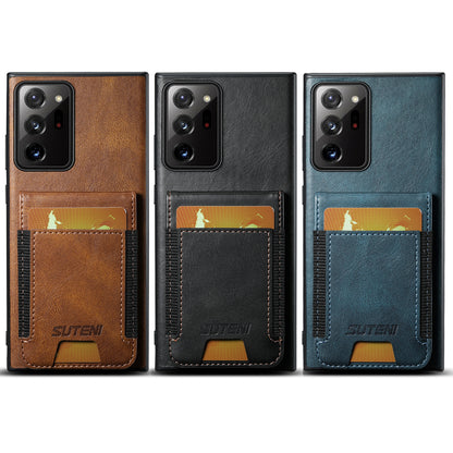 Oil Wax Leather Galaxy Note20 Case Card Holder Elastic Bandage