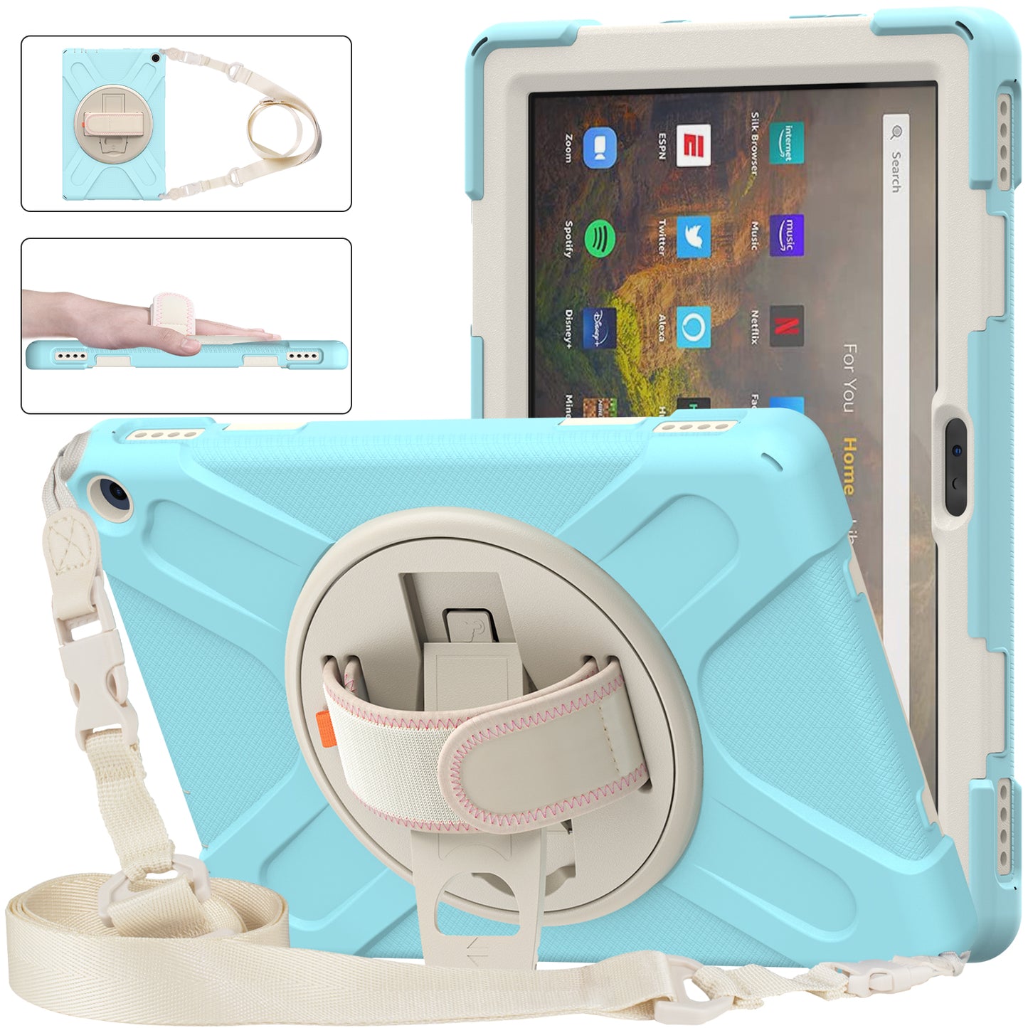 Pirate King Rotating Hand Shoulder Strap Kindle Fire HD 10 2021 Case