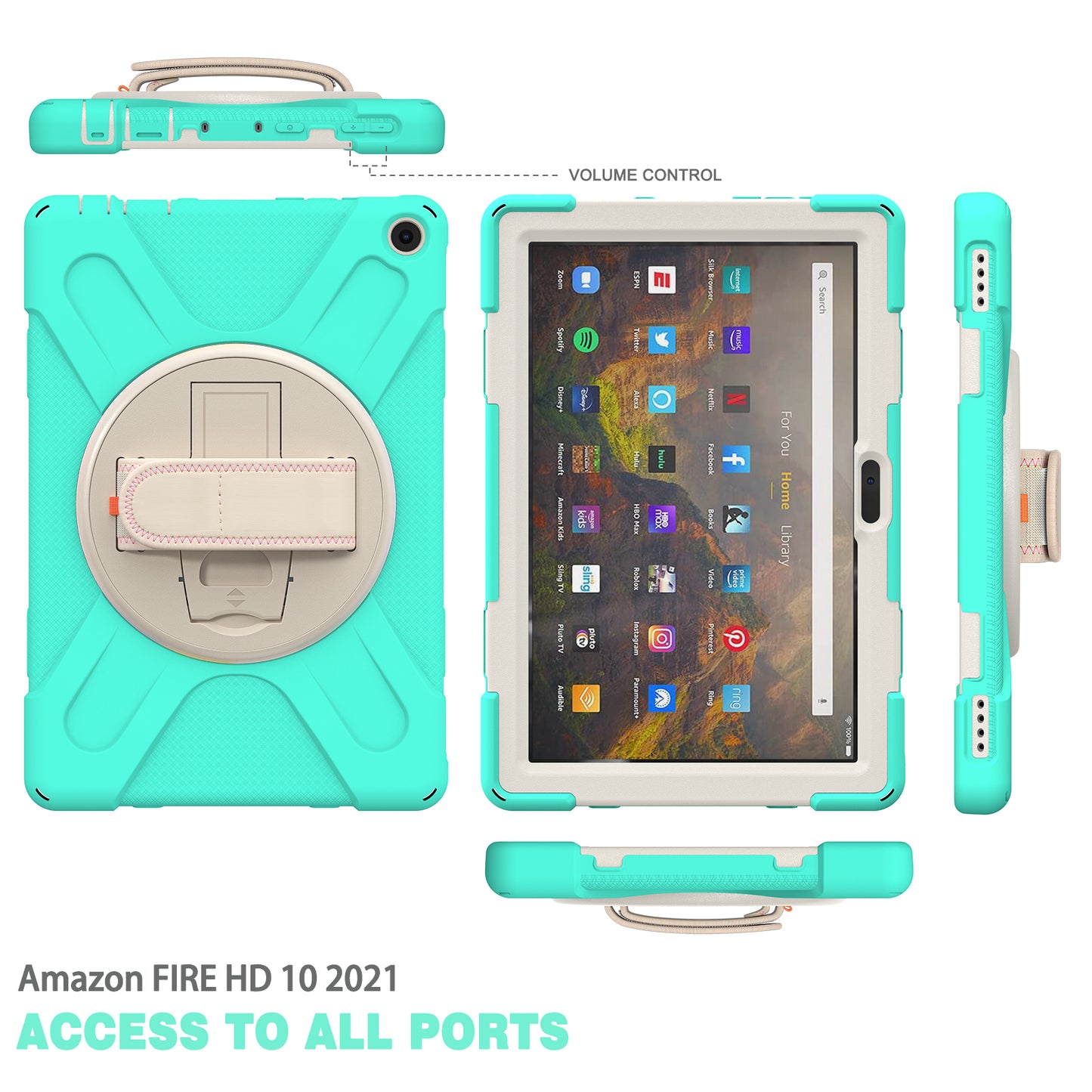 Pirate King Rotating Hand Shoulder Strap Kindle Fire HD 10 2021 Case