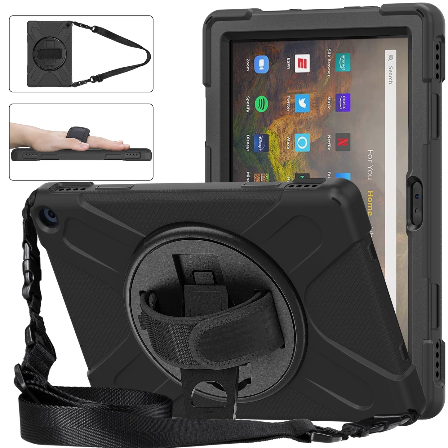 Pirate King Rotating Hand Shoulder Strap Kindle Fire HD 10 2021 Case