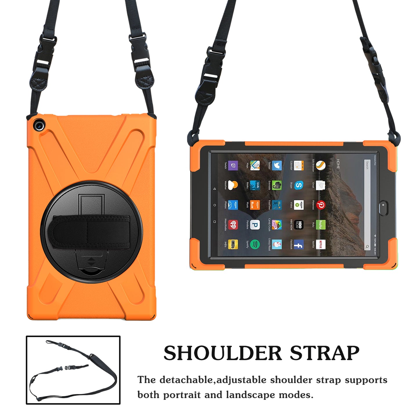 Pirate King Rotating Hand Shoulder Strap Kindle Fire HD 10 2017 Case