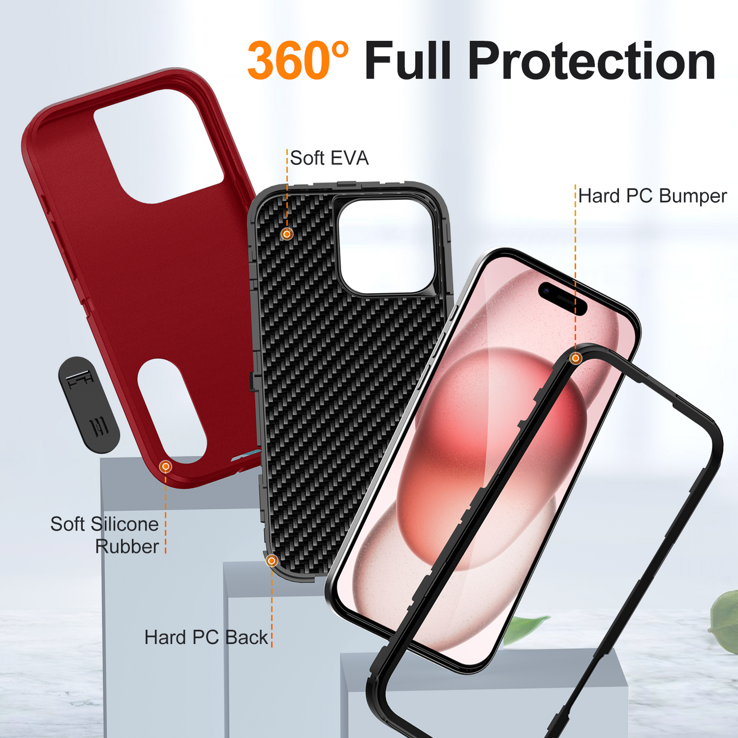 Defender iPhone 16 Pro Case Rotating Ring Stand