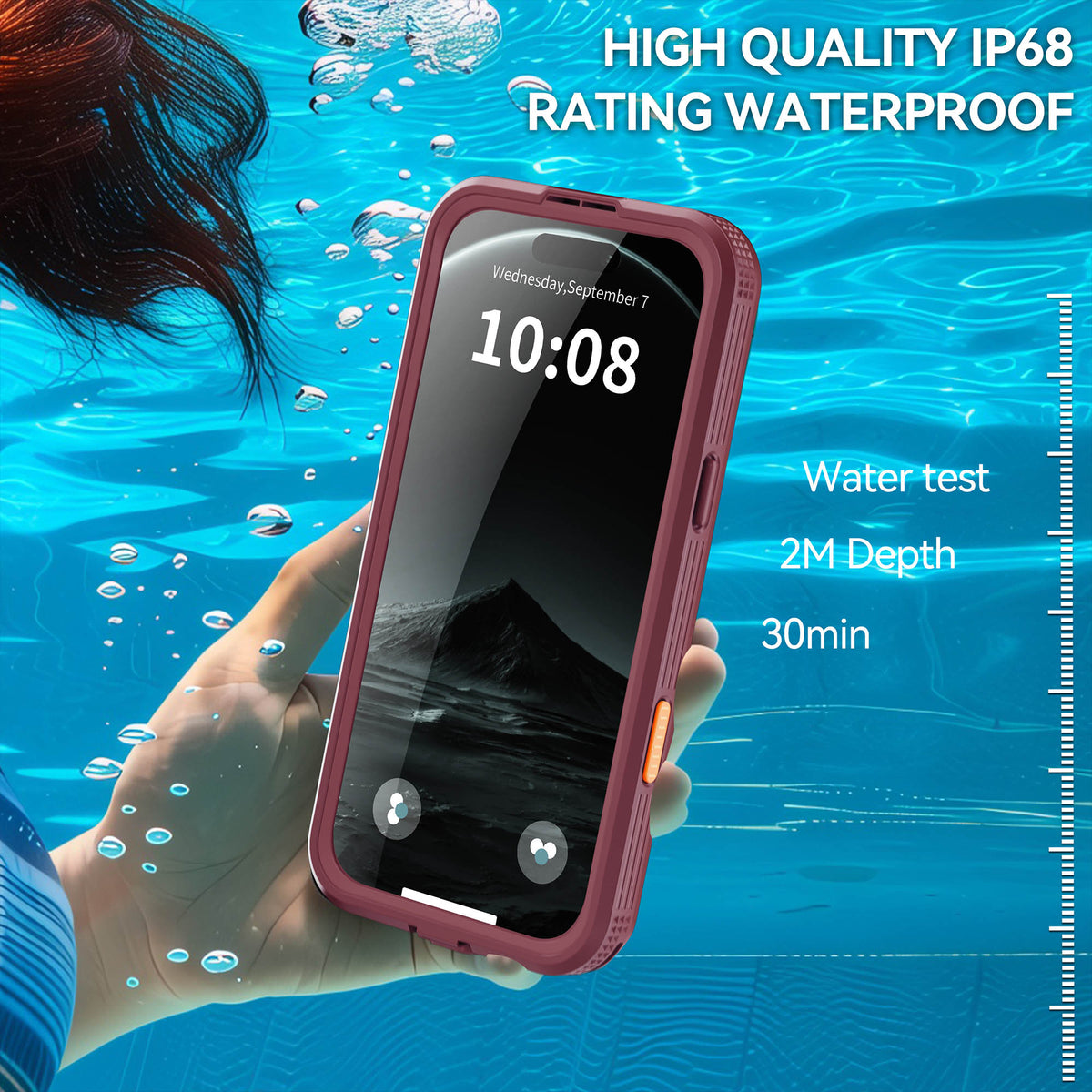 Ultramarine Technology with Heavy-Duty MagSafe Waterproof Phone Case with Lanyard