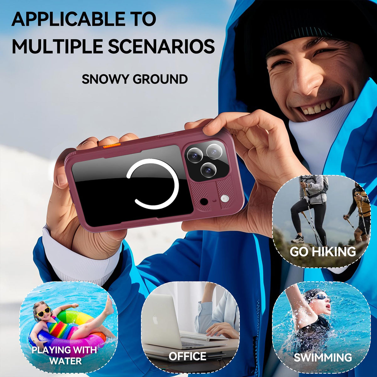 Ultramarine Technology with Heavy-Duty MagSafe Waterproof Phone Case with Lanyard