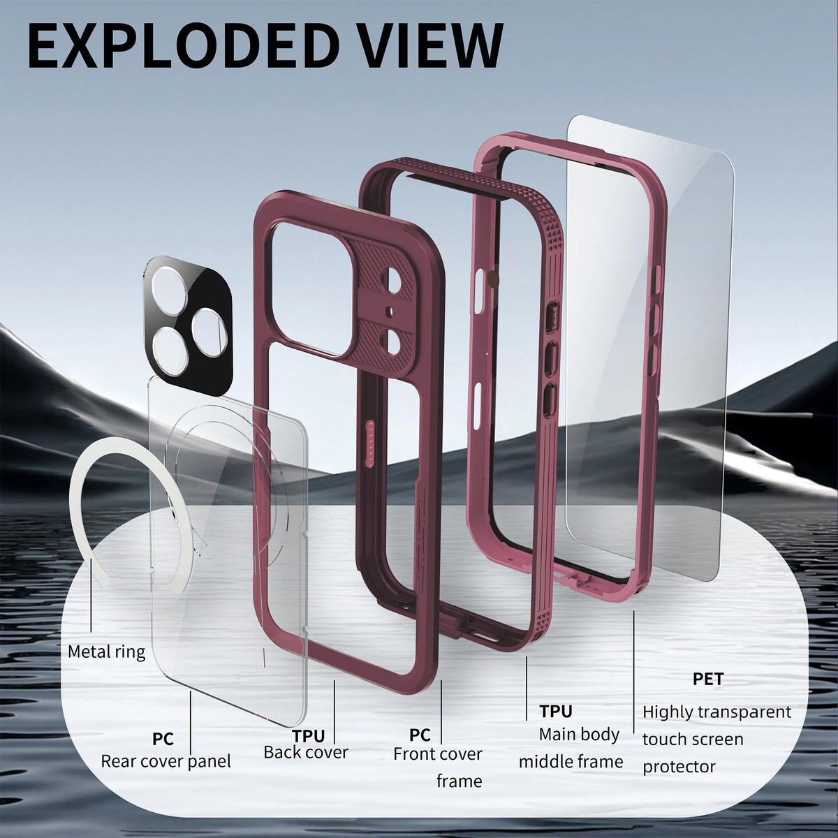 Ultramarine Technology with Heavy-Duty MagSafe Waterproof Phone Case with Lanyard