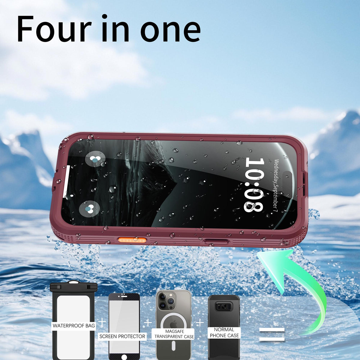 Ultramarine Technology with Heavy-Duty MagSafe Waterproof Phone Case with Lanyard