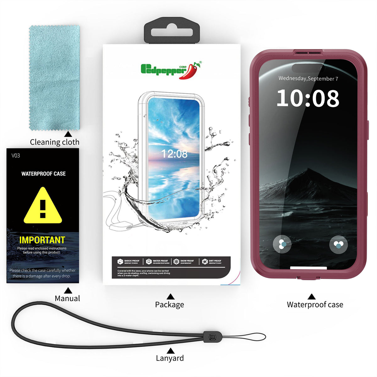 Ultramarine Technology with Heavy-Duty MagSafe Waterproof Phone Case with Lanyard