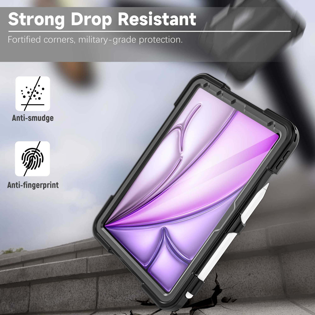 Ultramarine Technology Heavy Duty Military Tablet Case with Hand Strap & Screen Protector - iPad Air 7th Gen