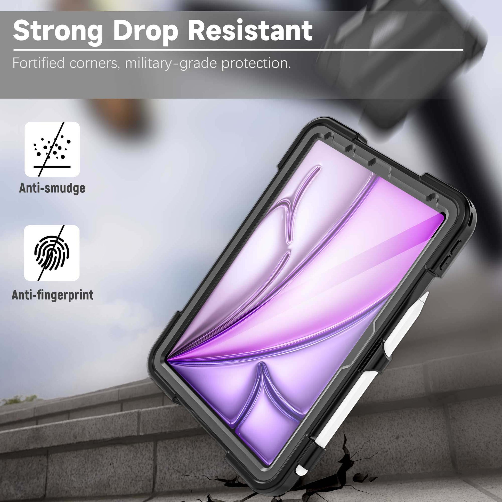 Ultramarine Technology Heavy Duty Military Tablet Case with Hand Strap & Screen Protector - iPad Air 7th Gen