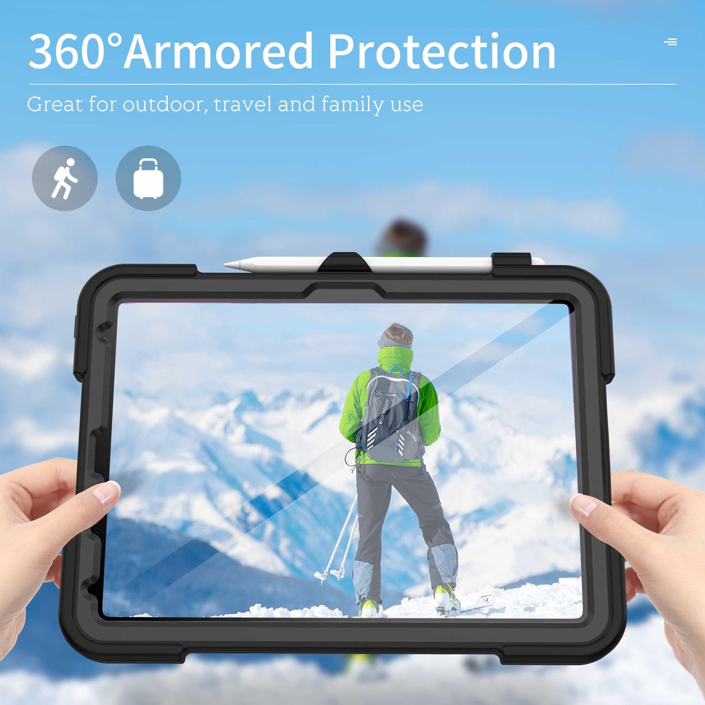 Ultramarine Technology Heavy Duty Military Tablet Case with Hand Strap & Screen Protector - iPad Air 7th Gen