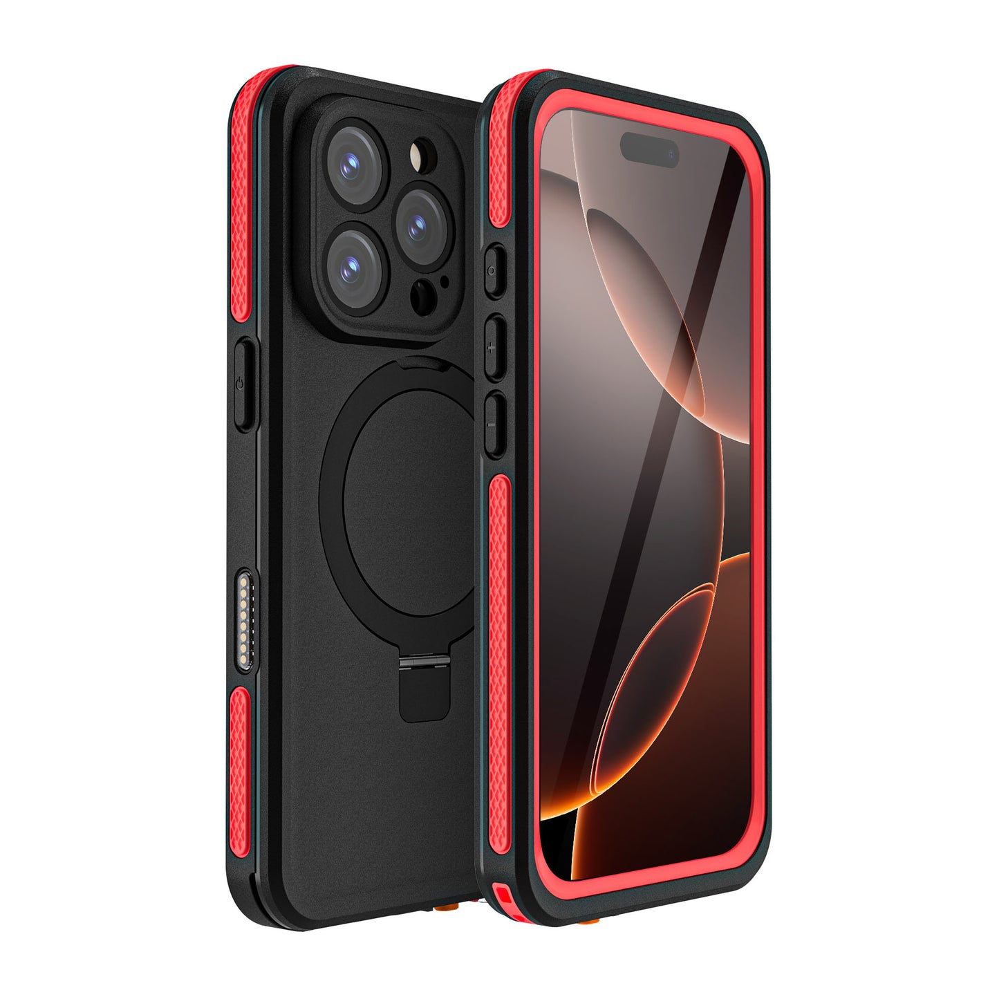 Ultramarine Technology Heavy Duty Waterproof Shockproof Phone Case with Magnetic Ring Stand - iPhone 16 Pro Max