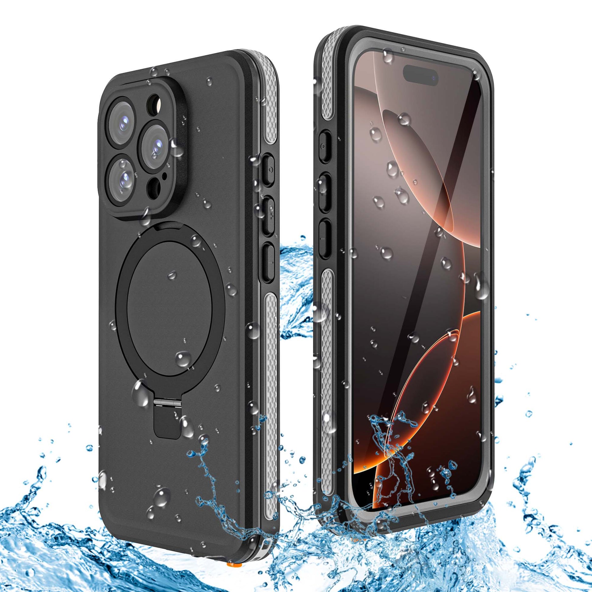 Ultramarine Technology Heavy Duty Waterproof Shockproof Phone Case with Magnetic Ring Stand - iPhone 16 Pro Max
