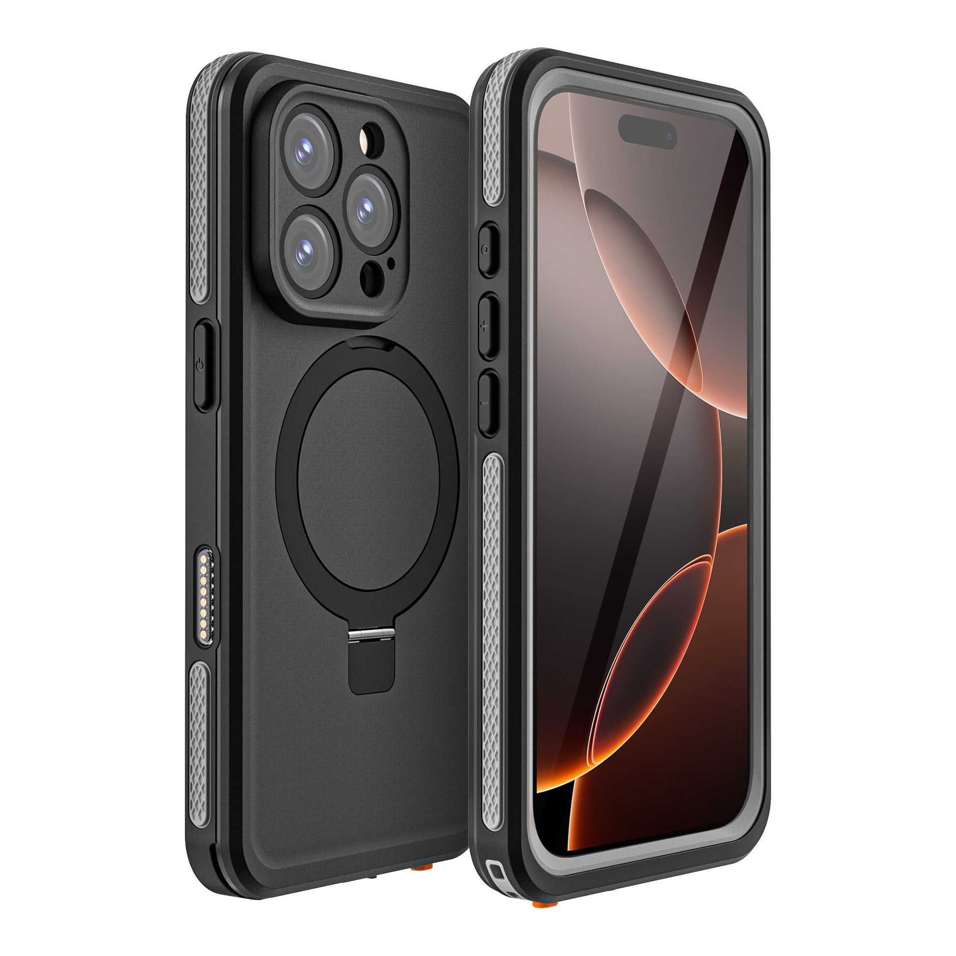 Ultramarine Technology Heavy Duty Waterproof Shockproof Phone Case with Magnetic Ring Stand - iPhone 16 Pro Max