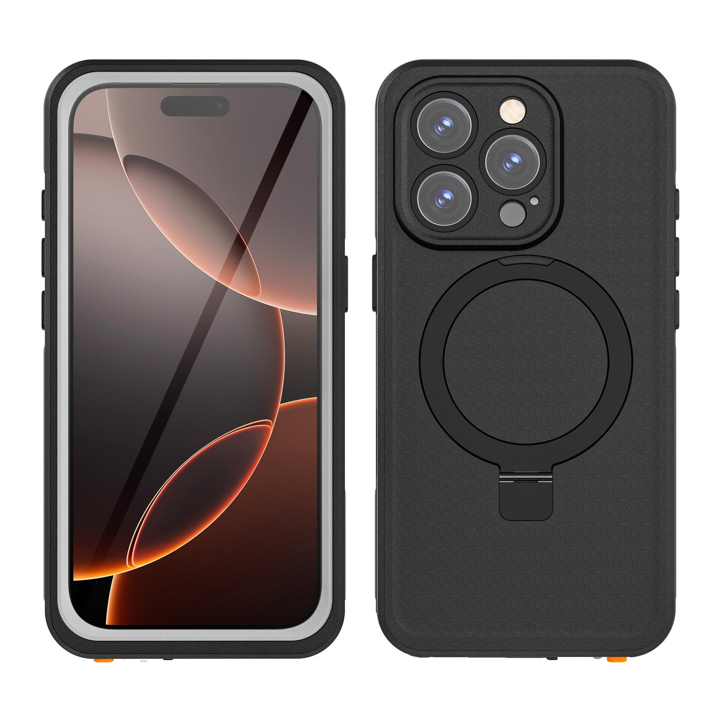 Ultramarine Technology Heavy Duty Waterproof Shockproof Phone Case with Magnetic Ring Stand - iPhone 16 Pro Max