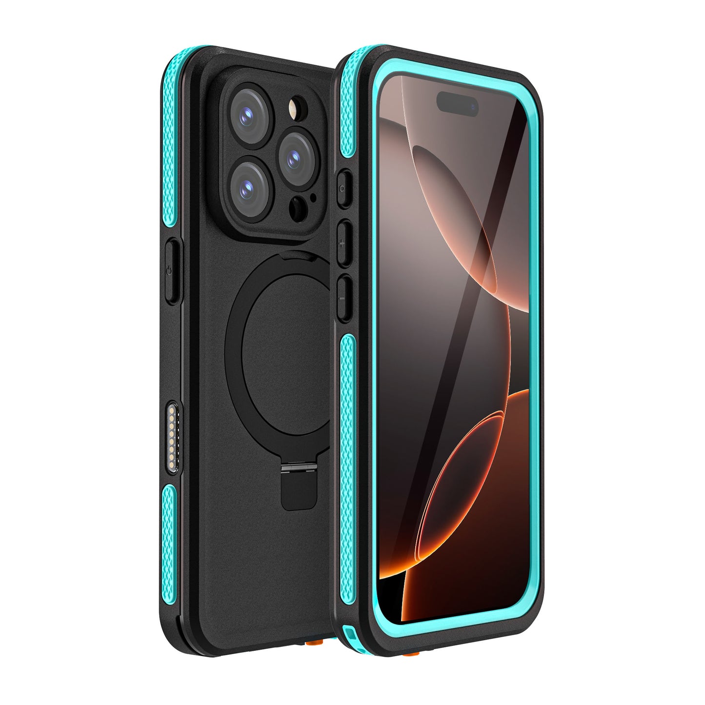 Ultramarine Technology Heavy Duty Waterproof Shockproof Phone Case with Magnetic Ring Stand - iPhone 16 Pro Max