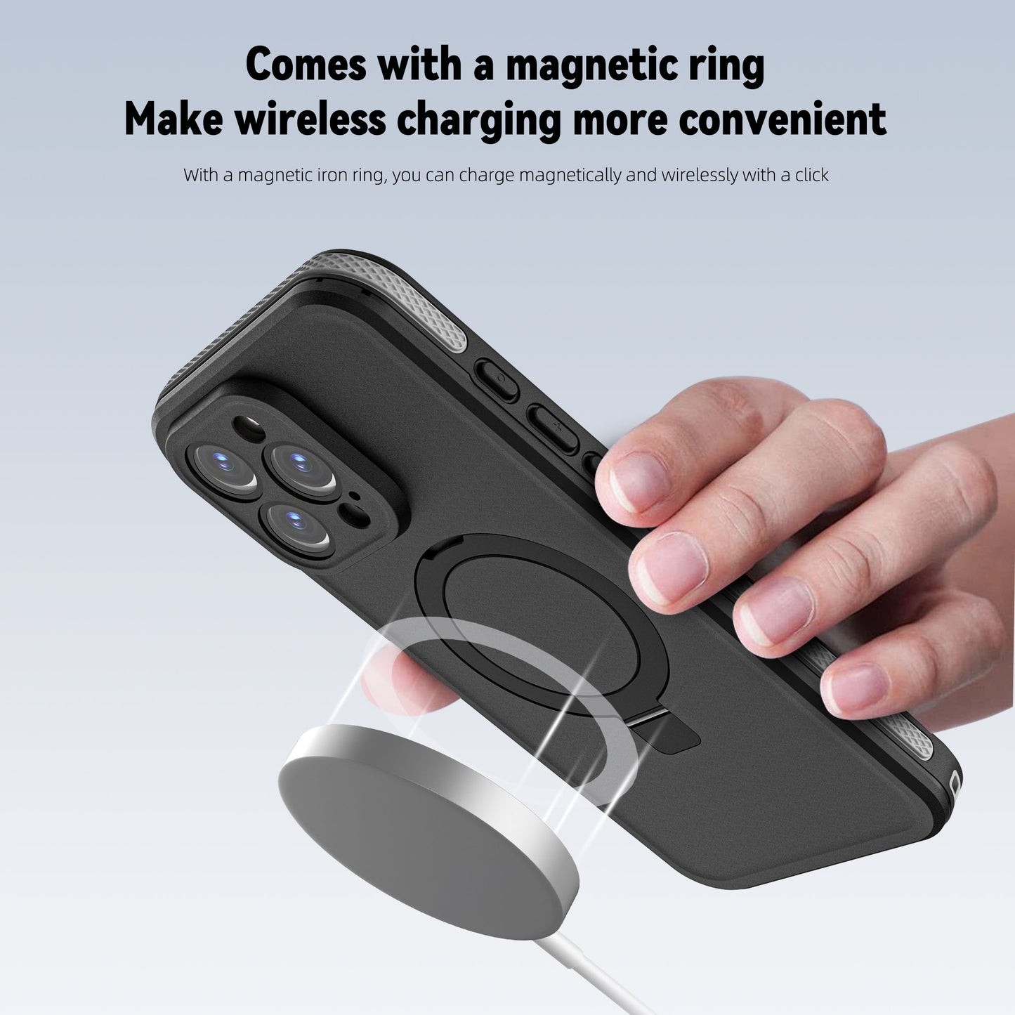 Ultramarine Technology Heavy Duty Waterproof Shockproof Phone Case with Magnetic Ring Stand - iPhone 16 Pro Max