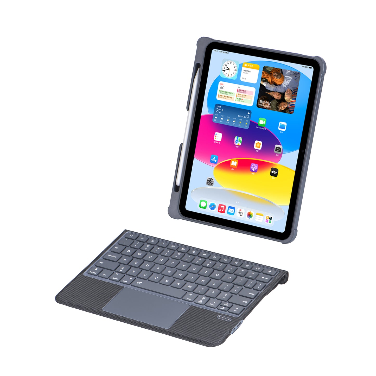 Folio Stand Detachable Leather Keyboard iPad 10 Case