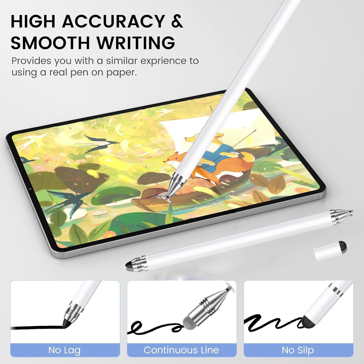 Ultramarine Technology iPad Samsung 4-in-1 Universal Capacitive Stylus Pen Replaceable Nib Smooth Writing