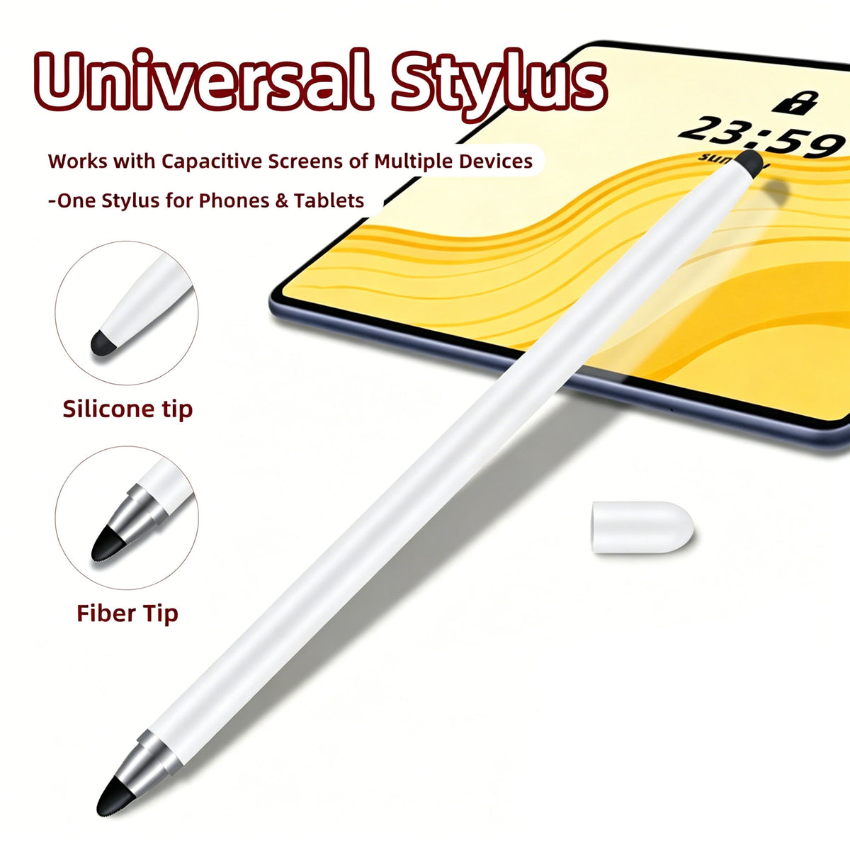 Ultramarine Technology iPad iPhone & Android Candy 2-in-1 Universal Capacitive Stylus Pen White Color