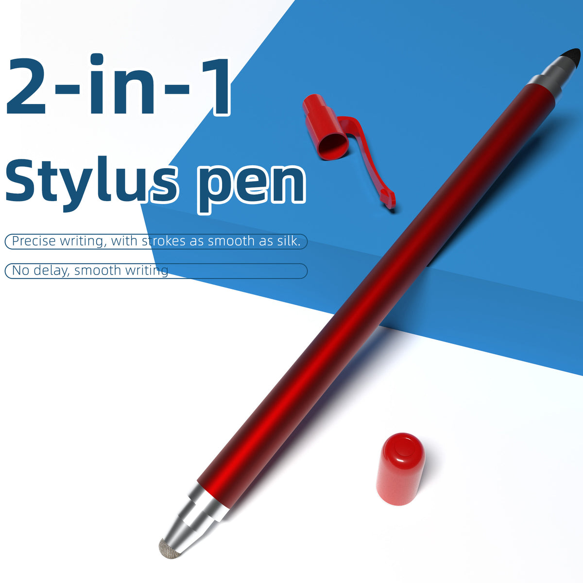 Ultramarine Technology iPad iPhone Android Commander 2-in-1 Dual-Tip Capacitive Stylus Pen Red Color