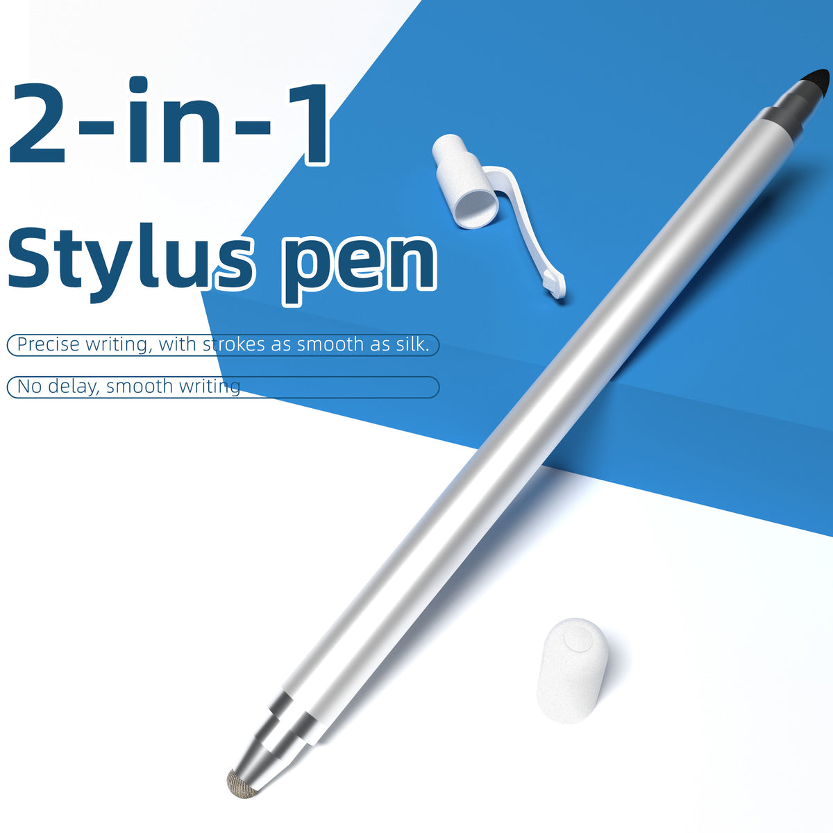 Ultramarine Technology iPad iPhone Android Commander 2-in-1 Dual-Tip Capacitive Stylus Pen White Color