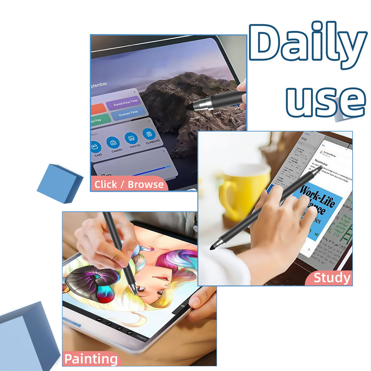Ultramarine Technology iPad iPhone Android Commander 2-in-1 Dual-Tip Capacitive Stylus Pen Daily Use