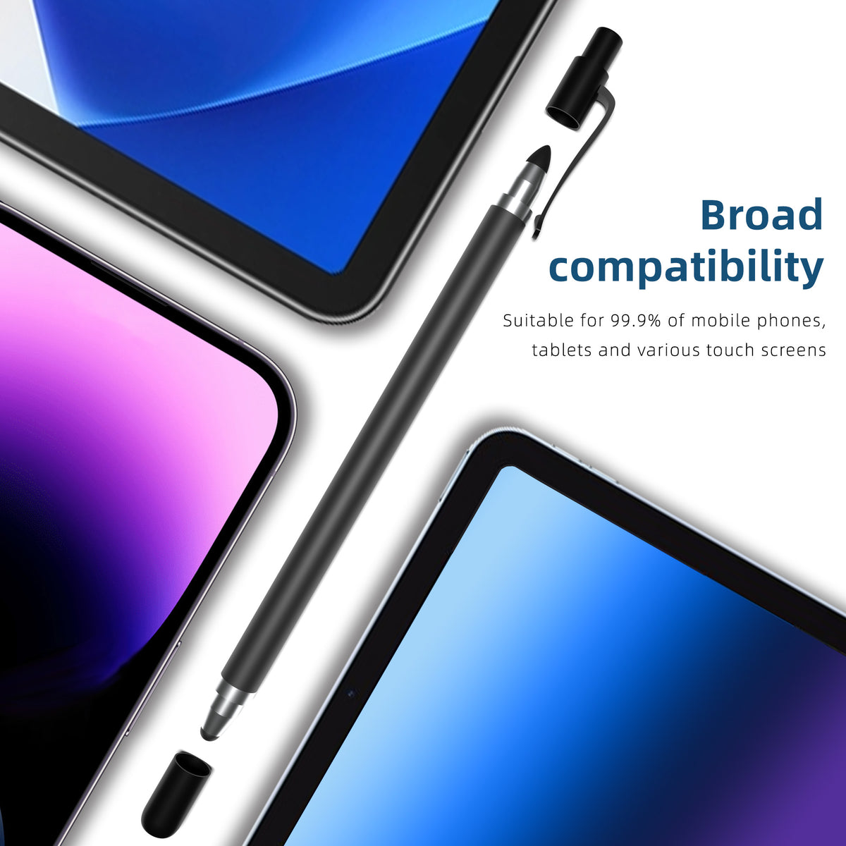 Ultramarine Technology iPad iPhone Android Commander 2-in-1 Dual-Tip Capacitive Stylus Pen Work Devices