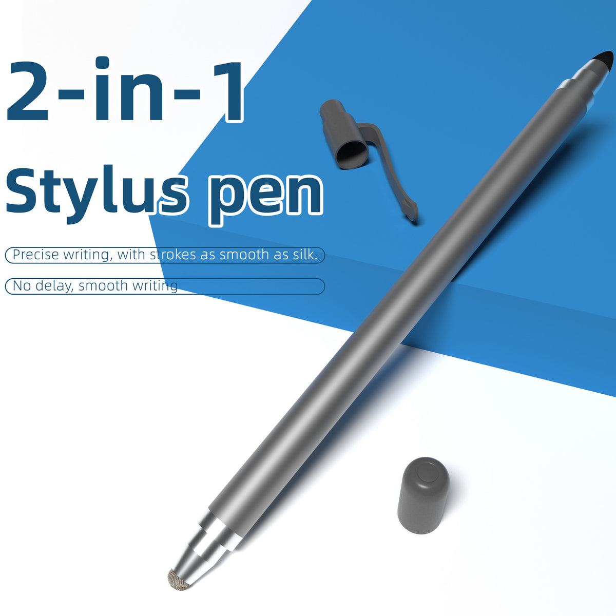 Ultramarine Technology iPad iPhone Android Commander 2-in-1 Dual-Tip Capacitive Stylus Pen Grey Color