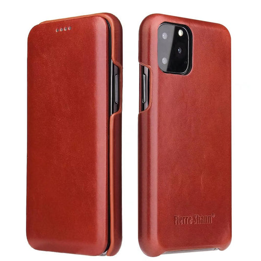 Fixate Real Crow Leather iPhone 11 Pro Max Case Flip