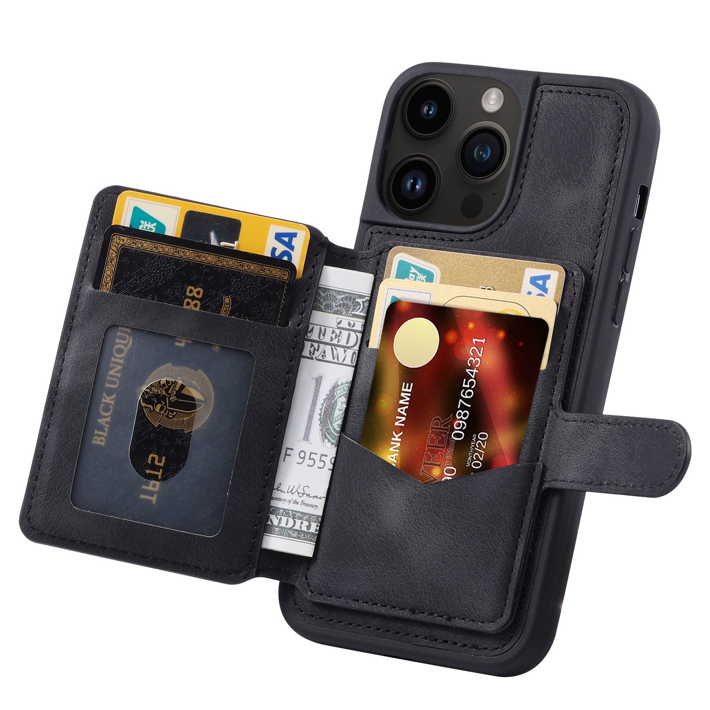 Fantasy Card Slots Buckle iPhone 12 Pro Max Case Leather Anti-theft