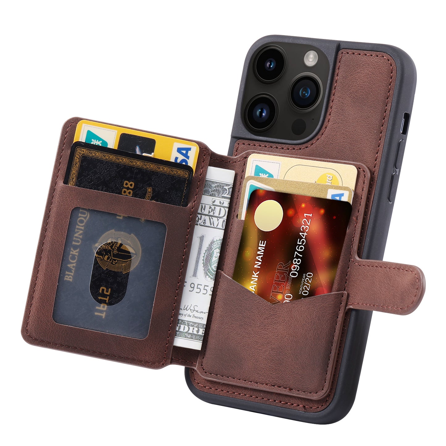 Fantasy Card Slots Buckle iPhone 12 Pro Max Case Leather Anti-theft