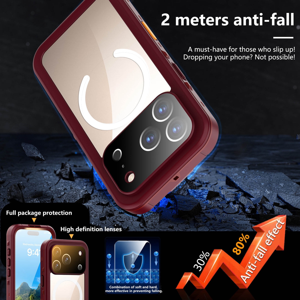 Ultramarine Technology with IP68 Waterproof MagSafe Phone Case - 3M Drop & Dust Protection