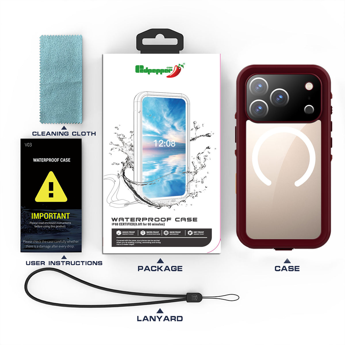 Ultramarine Technology with IP68 Waterproof MagSafe Phone Case - 3M Drop & Dust Protection