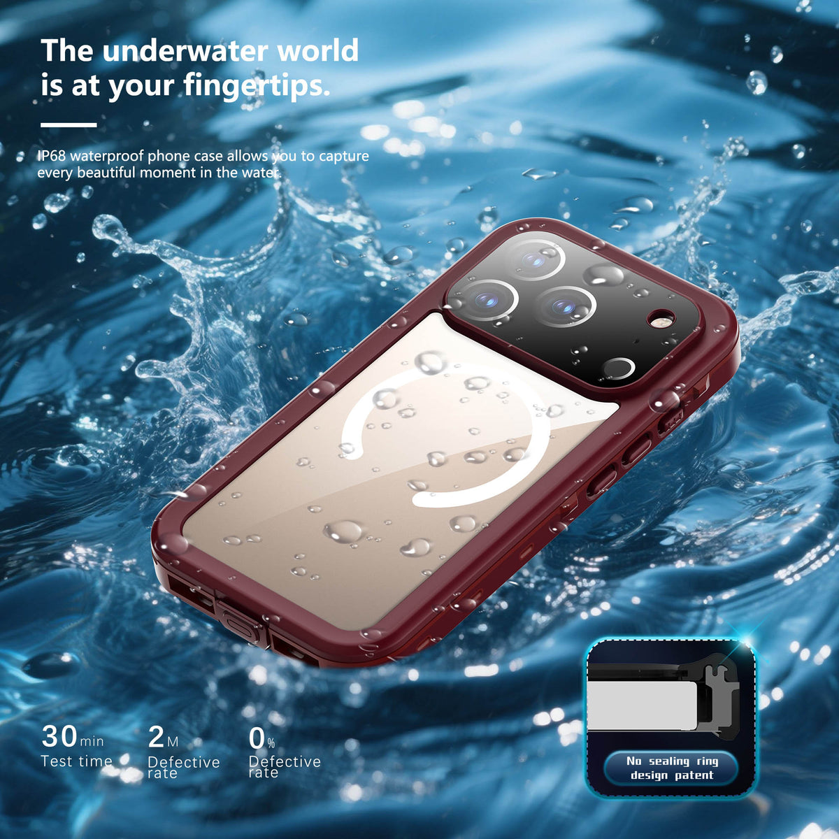 Ultramarine Technology with IP68 Waterproof MagSafe Phone Case - 3M Drop & Dust Protection