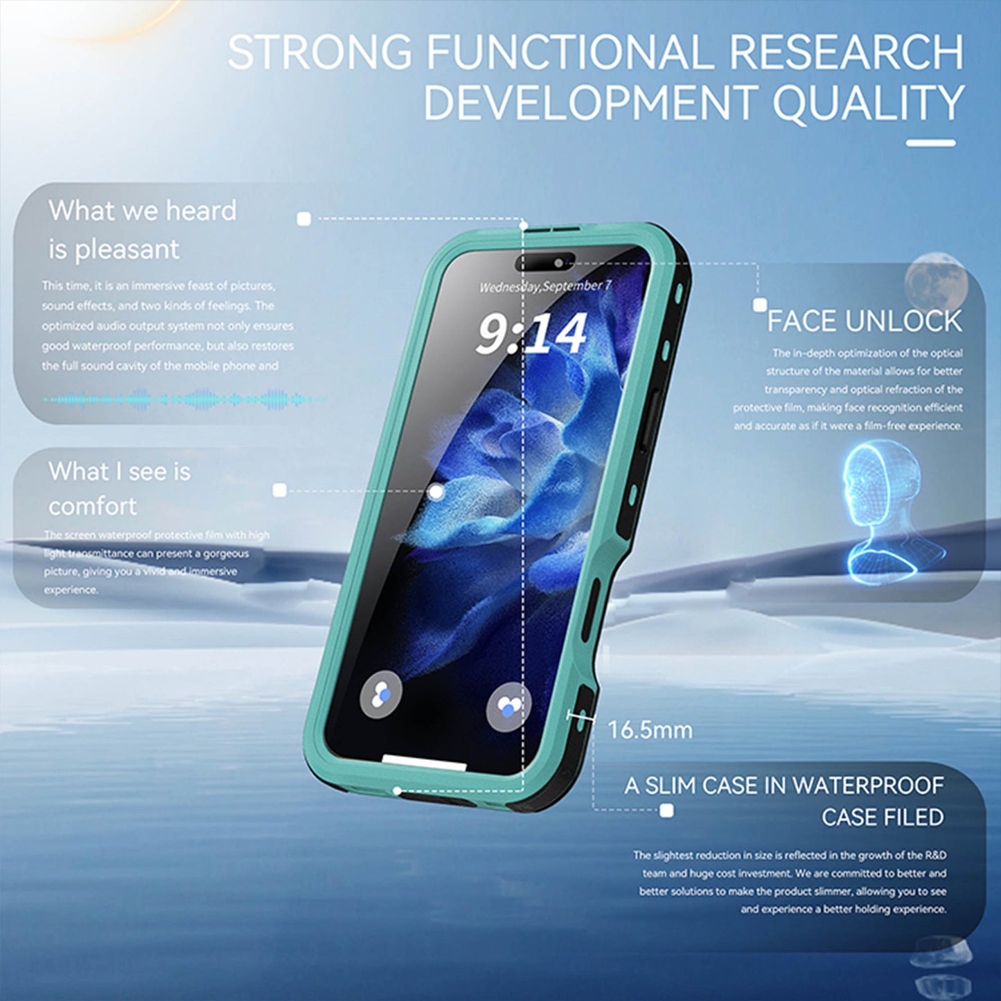 Ultramarine Technology IP68 Waterproof Phone Case Hand Lanyard - Full Protection & Dustproof - iPhone 16 Pro Max